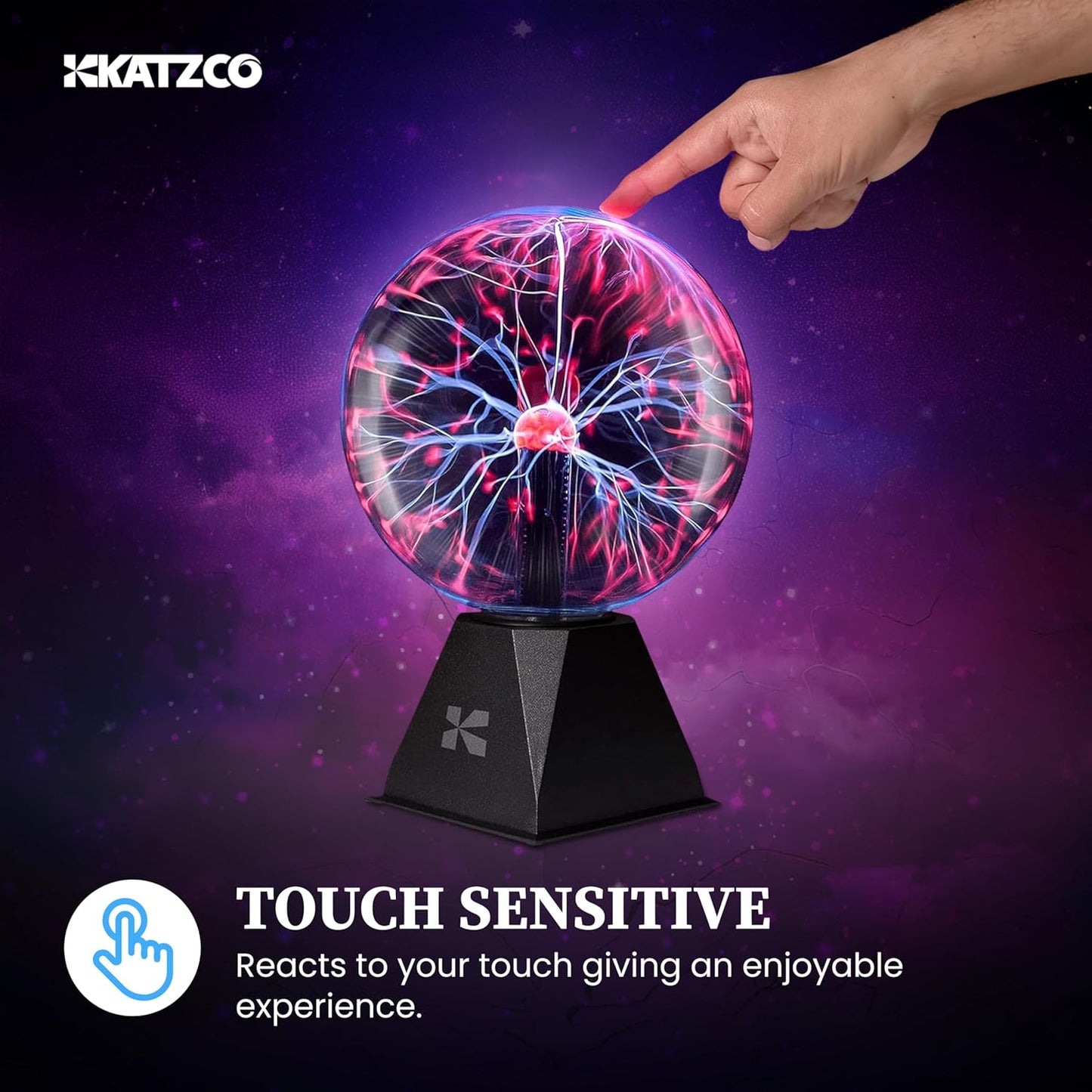 7 Inch Plasma Ball Lamp - Touch and Sound Sensitive Electric Globe with Lightning Effects - Plug-In Energy Ball for Parties, Room Decor, and STEM Learning - Static Electricity Sphere for Kids