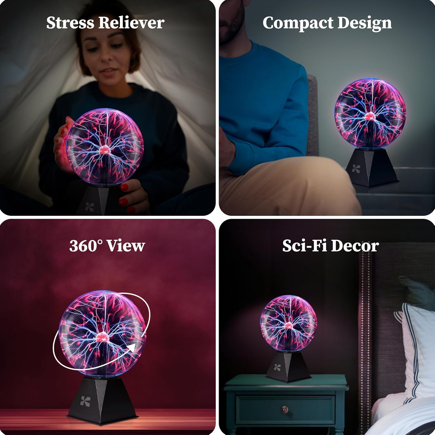 7 Inch Plasma Ball Lamp - Touch and Sound Sensitive Electric Globe with Lightning Effects - Plug-In Energy Ball for Parties, Room Decor, and STEM Learning - Static Electricity Sphere for Kids