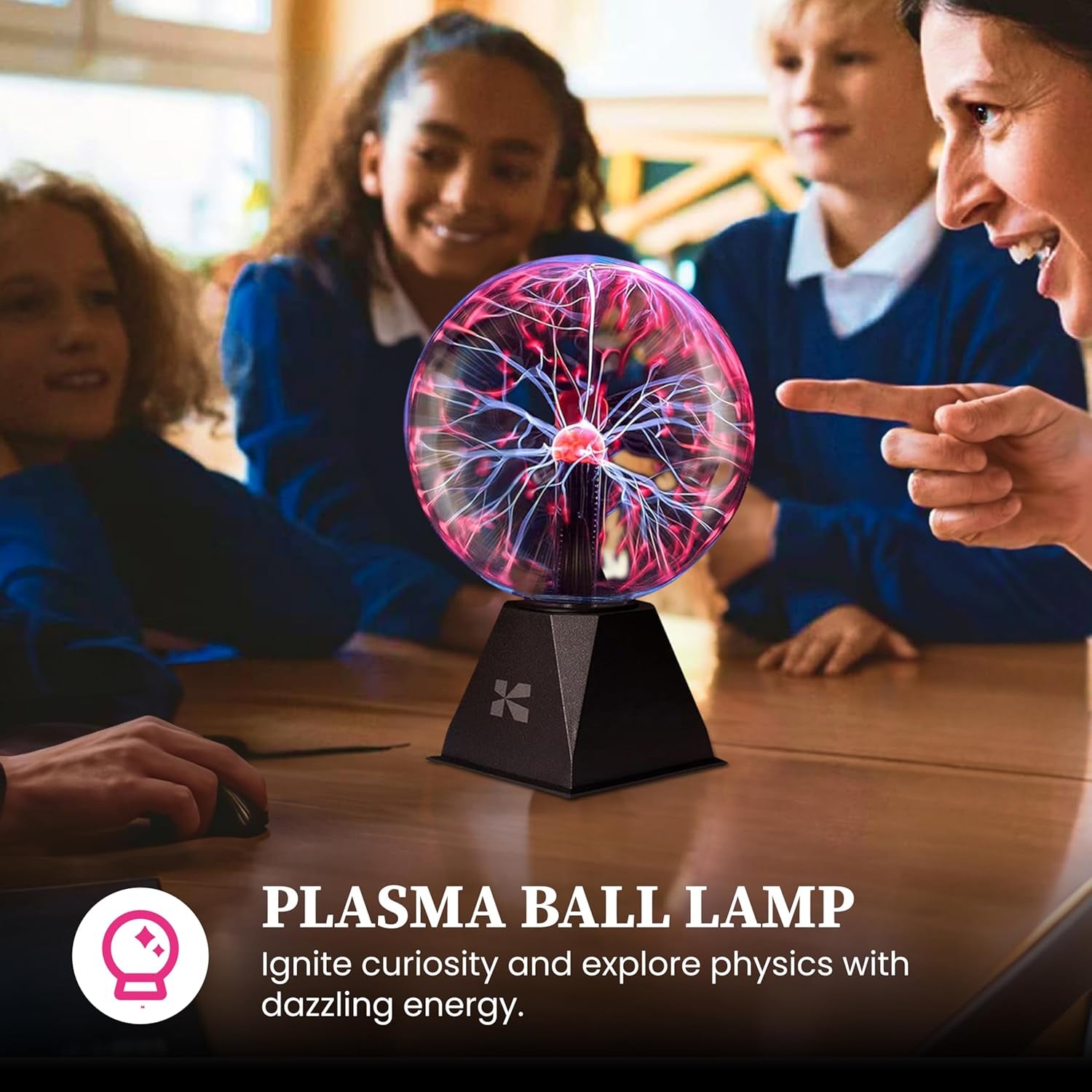 7 Inch Plasma Ball Lamp - Touch and Sound Sensitive Electric Globe with Lightning Effects - Plug-In Energy Ball for Parties, Room Decor, and STEM Learning - Static Electricity Sphere for Kids